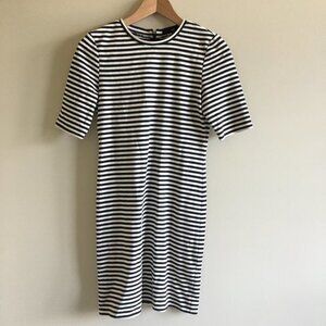 Tibi‎ Striped Knit Shift Dress Cotton Short Sleeve